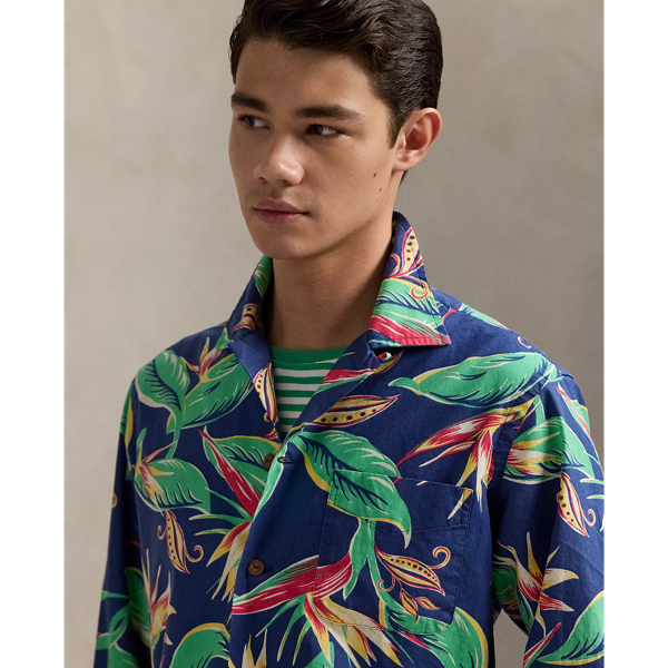 Classic Fit Floral Flannel Camp Shirt