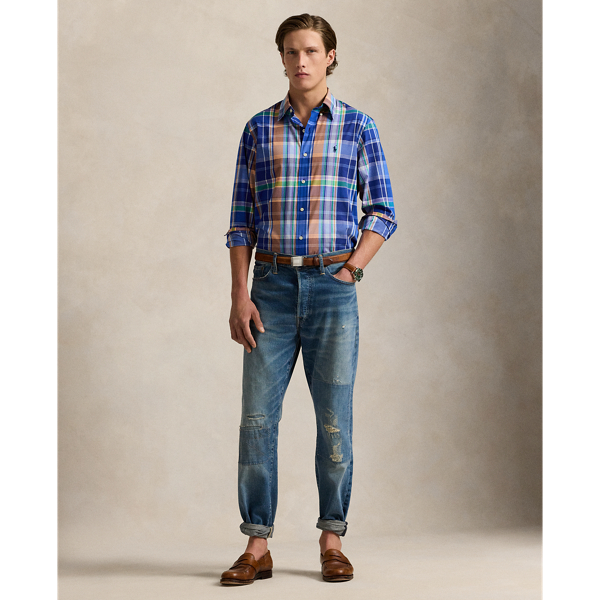 Classic Fit Plaid Stretch Poplin Shirt