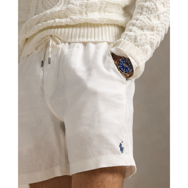 Deckwash White 6-Inch Polo Prepster Linen Short Polo Ralph Lauren 6