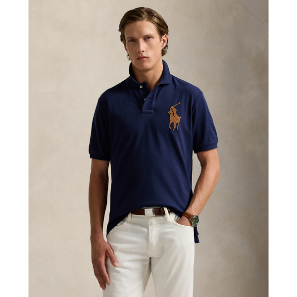 Classic Fit Leather Pony Mesh Polo Shirt for Men Ralph Lauren UK