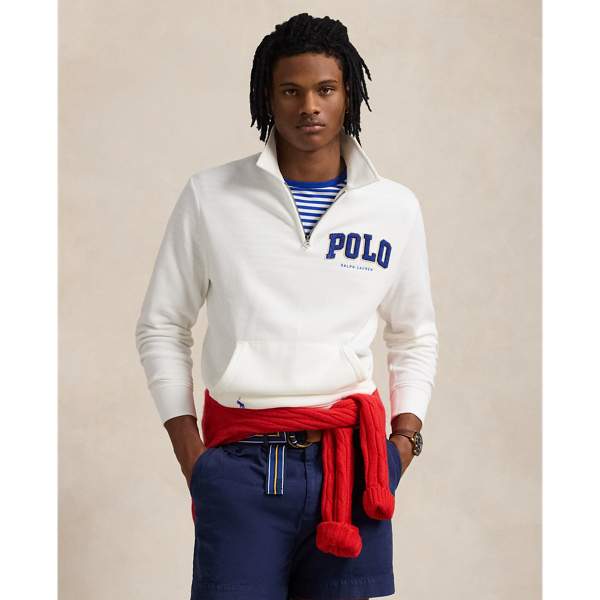 Ralph lauren half zip sweatshirt white sale