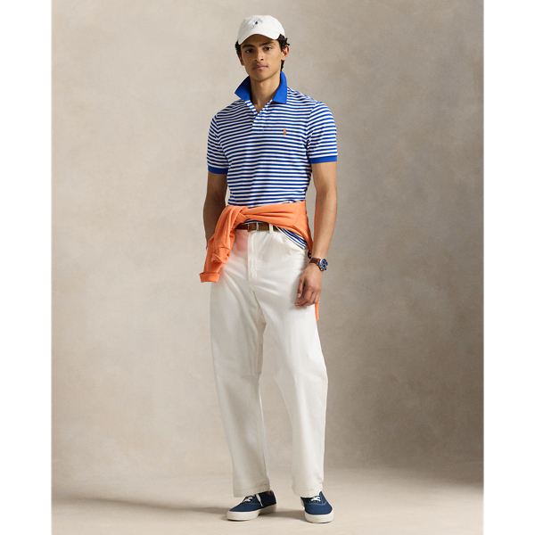 Blue Saturn/white Classic Fit Striped Mesh Polo Shirt Polo Ralph Lauren 4