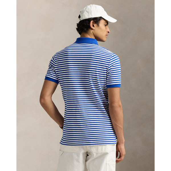 Blue Saturn/white Classic Fit Striped Mesh Polo Shirt Polo Ralph Lauren 5
