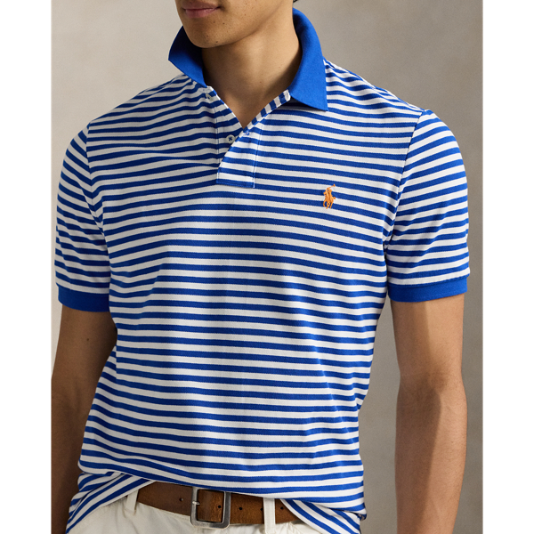 Blue Saturn/white Classic Fit Striped Mesh Polo Shirt Polo Ralph Lauren 6