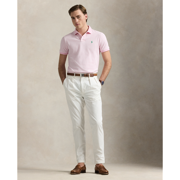Classic Fit Striped Mesh Polo Shirt