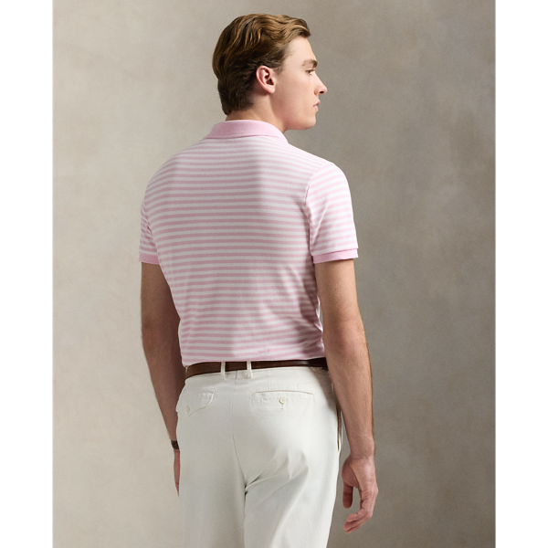 Classic Fit Striped Mesh Polo Shirt