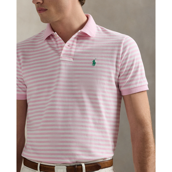 Classic Fit Striped Mesh Polo Shirt