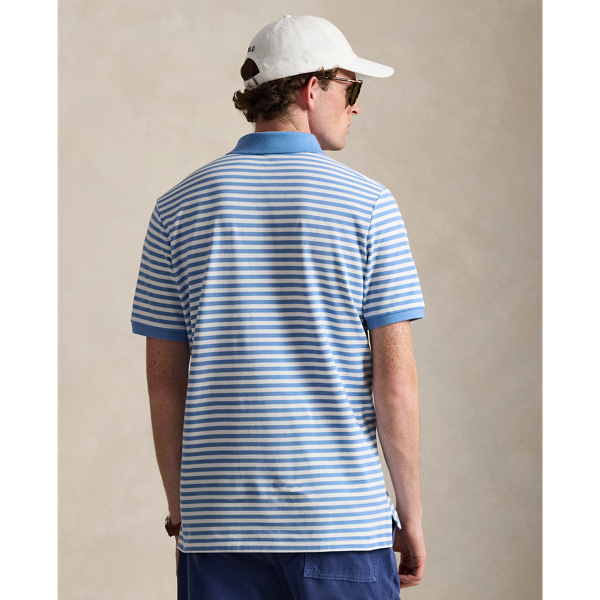 Classic Fit Striped Mesh Polo Shirt