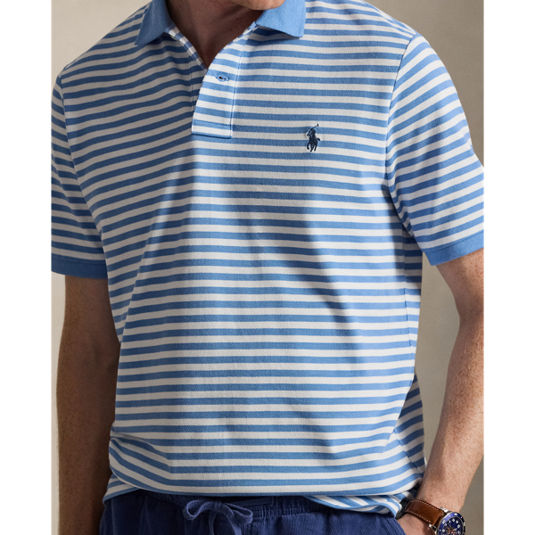 Classic Fit Striped Mesh Polo Shirt
