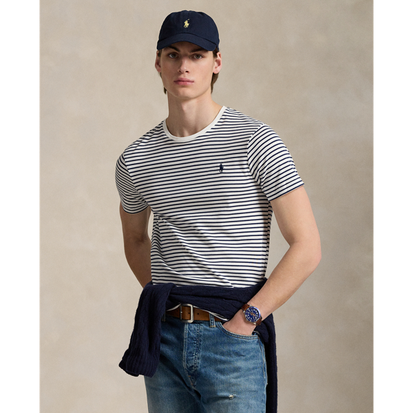 Custom Slim Striped Soft Cotton T-Shirt for Men | Ralph
