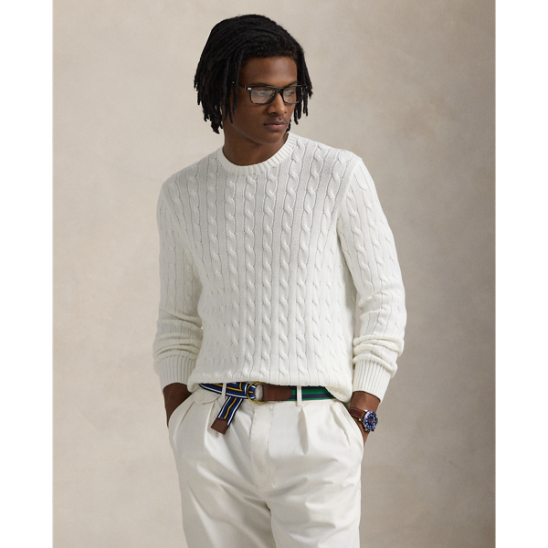 Men's white crew neck sweater sale