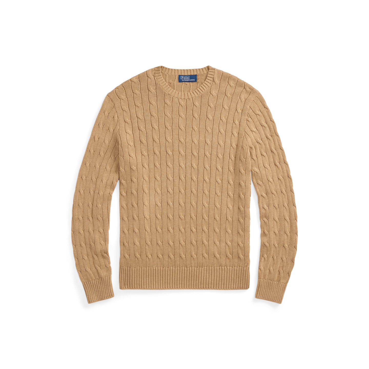 Мужской свитер Ralph Lauren Cable-Knit Cotton Crewneck, цвет: Верблюжий меланжевый — фото 5