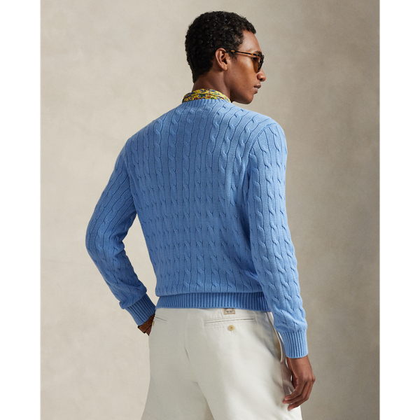 Sky Blue Cable-Knit Cotton Crewneck Sweater Polo Ralph Lauren 5