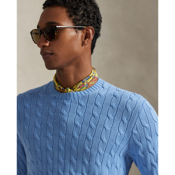 Sky Blue Cable-Knit Cotton Crewneck Sweater Polo Ralph Lauren 6