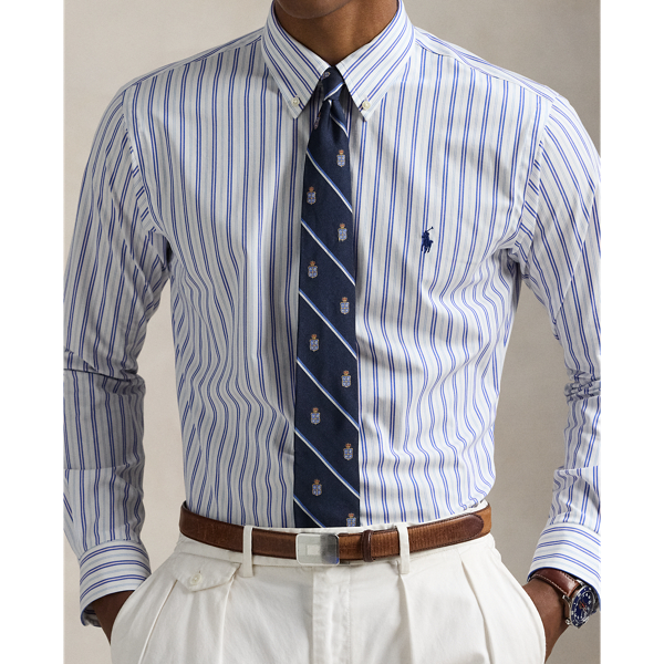 Custom Fit Striped Stretch Poplin Shirt