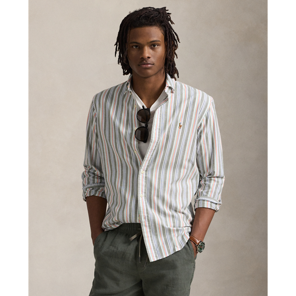 Olive Orange Multi Gestreiftes Custom-Fit Oxfordhemd Polo Ralph Lauren 1