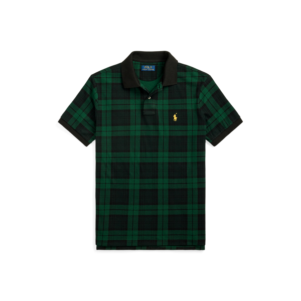 Custom Slim Fit Plaid Mesh Polo Shirt