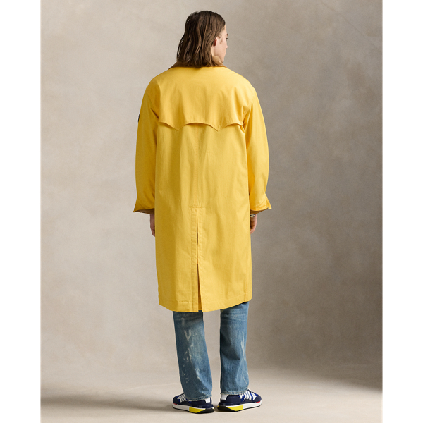 Corduroy-Collar Twill Coat