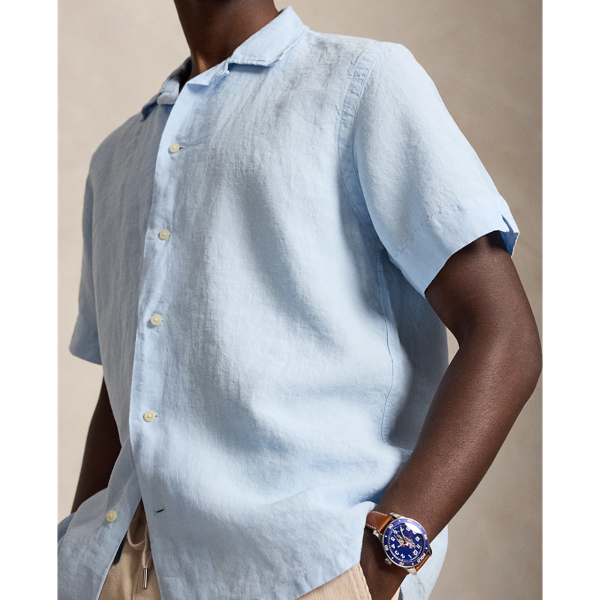 Office Blue Classic Fit Linen Camp Shirt Polo Ralph Lauren 6