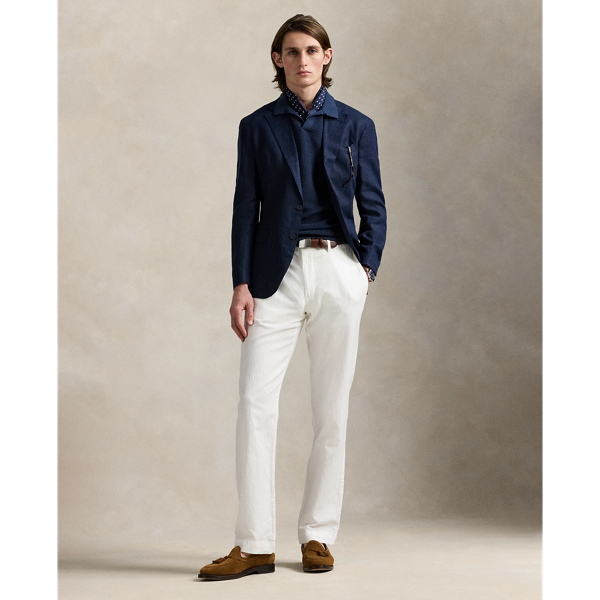 Blue Mesh-Knit Linen Johnny-Collar Sweater Polo Ralph Lauren 4