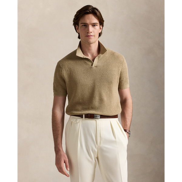 Surrey Tan Leinenpiqué-Pullover mit Johnny-Kragen Polo Ralph Lauren 1