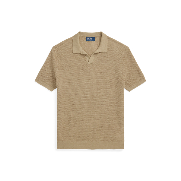 Pull &agrave; col Johnny en lin piqu&eacute;