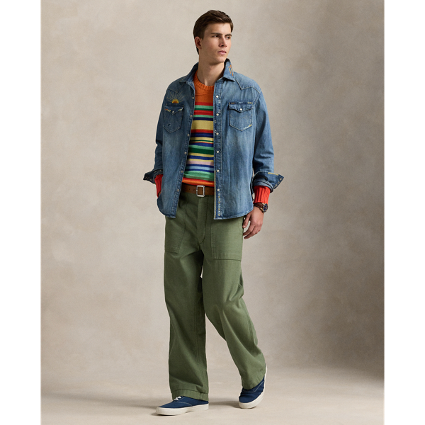 Ralph Lauren ラルフローレン ウエスタンデニムシャツ ウォッシュ加工 オーバーサイズ コットン デニム シャツ