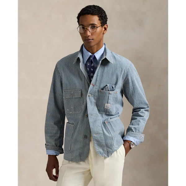 行列のできるレビュー商品、集めました。高評価アイテム Indigo Hickory-Stripe Utility Jacket for Men | Ralph Lauren® BH ジャケット・アウター