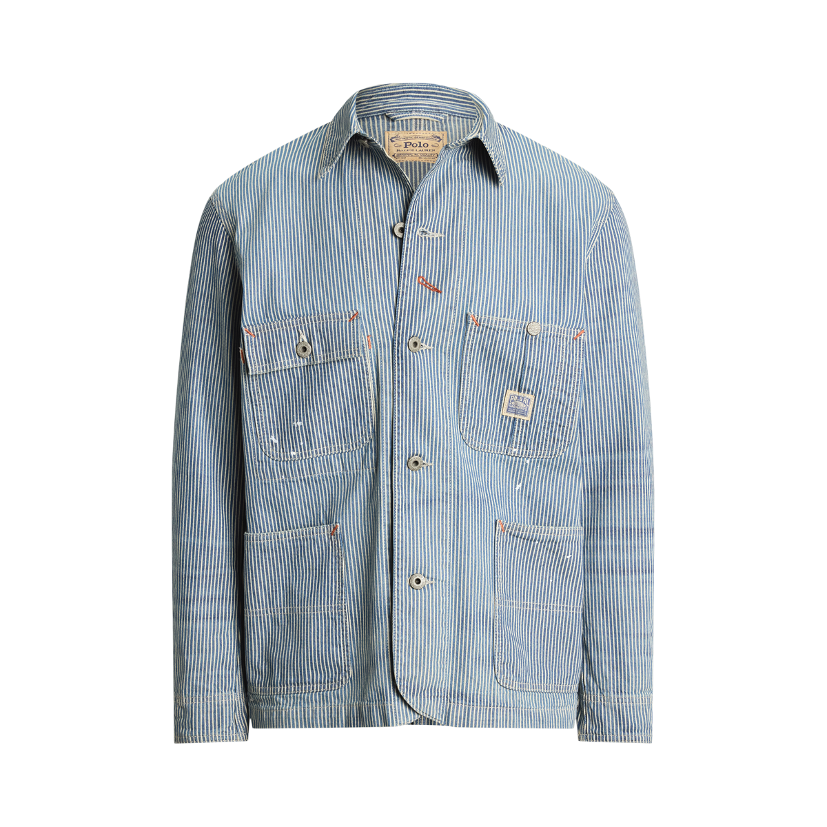 90s Polo Country Hickory Stripe Drizzler Jacket 青白 M ポロ