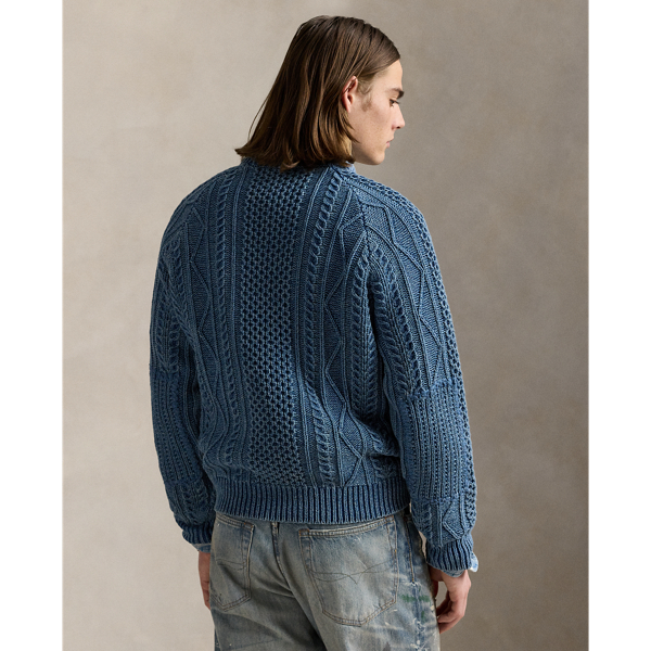 Aran-Knit Flag Cotton Jumper