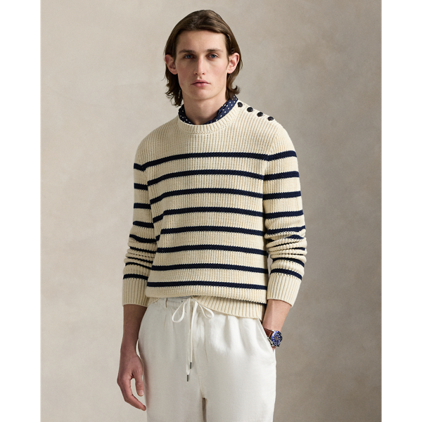 Striped Cotton-Linen Sweater