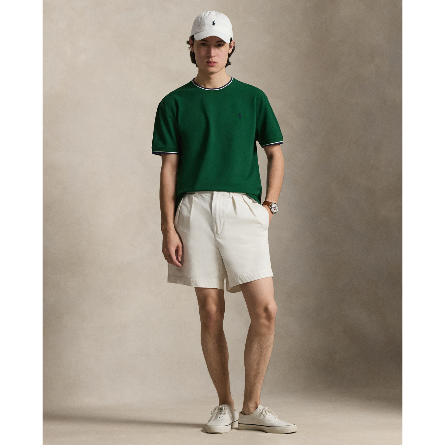 Мужская футболка Ralph Lauren Classic Fit Stretch Mesh, цвет: Тёмно-зелёный — фото 1