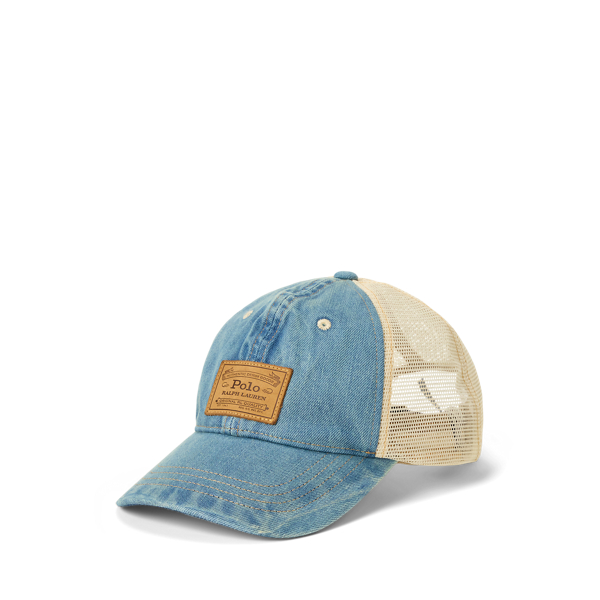 キャップ Polo Ralph Lauren Leather-Patch Denim Trucker Cap Polo Ralph Lauren Leather-Patch Denim Trucker Cap Denim Hat