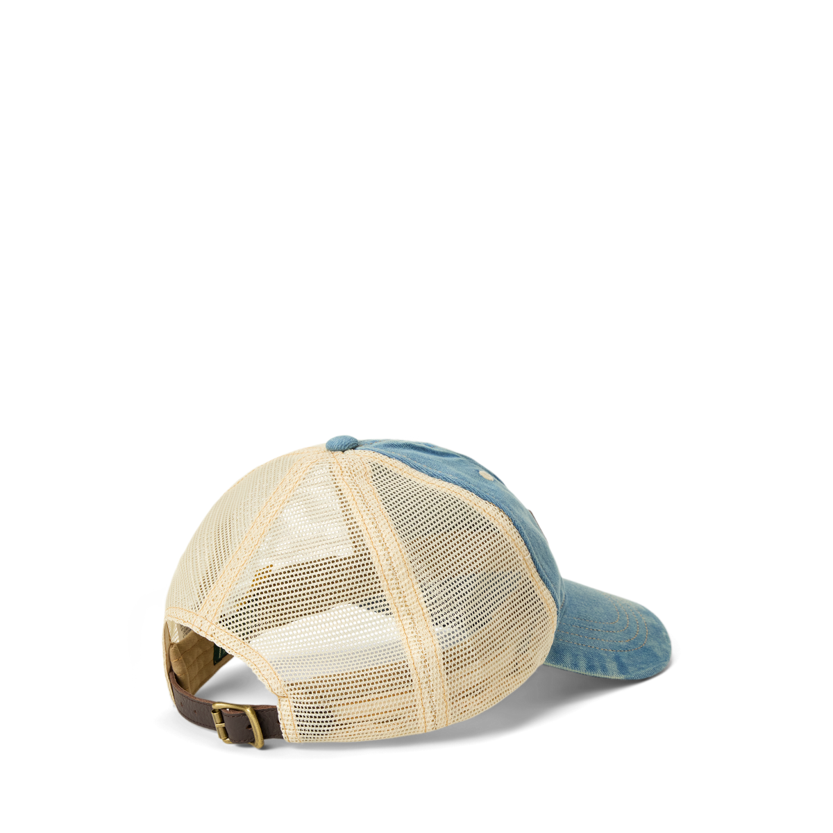 Leather-Patch Denim Trucker Cap