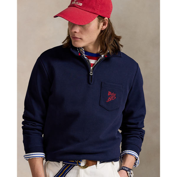 Double-Knit Mesh Collared Sweatshirt