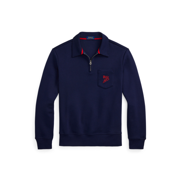 Double-Knit Mesh Collared Sweatshirt