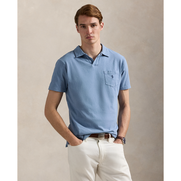 Standard-Fit Baumwoll-Leinen-Poloshirt