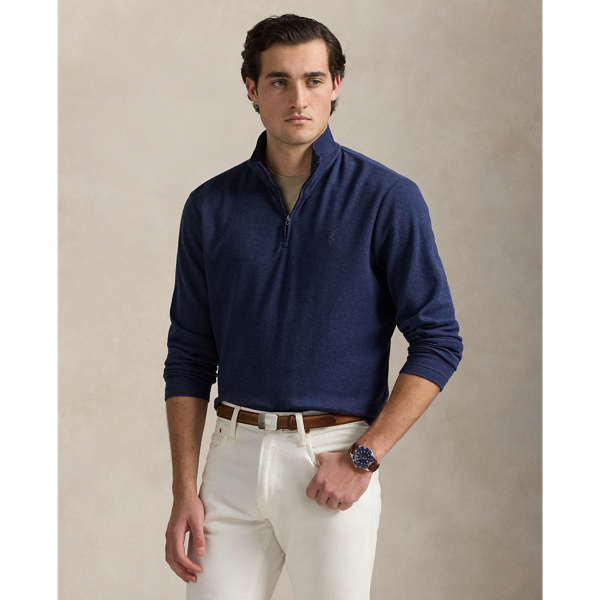 Spring Navy Heather Jacquard Quarter-Zip Pullover Polo Ralph Lauren 1