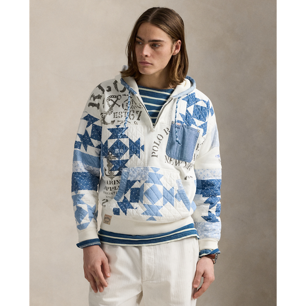 Vintage Fit Patchwork Fleece Hoodie