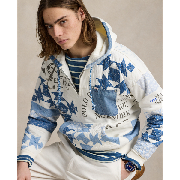 Vintage Fit Patchwork Fleece Hoodie for Men | Ralph Lauren® GI