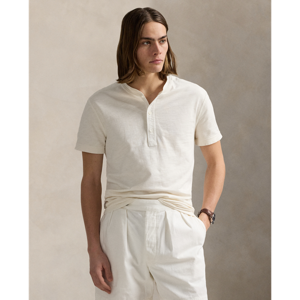 Estate Cream Terry Short-Sleeve Henley Shirt Polo Ralph Lauren 1