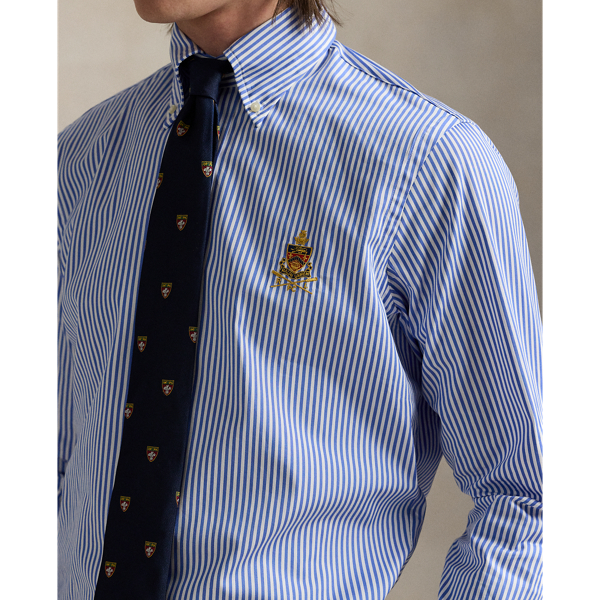 Classic Fit Crest Striped Poplin Shirt