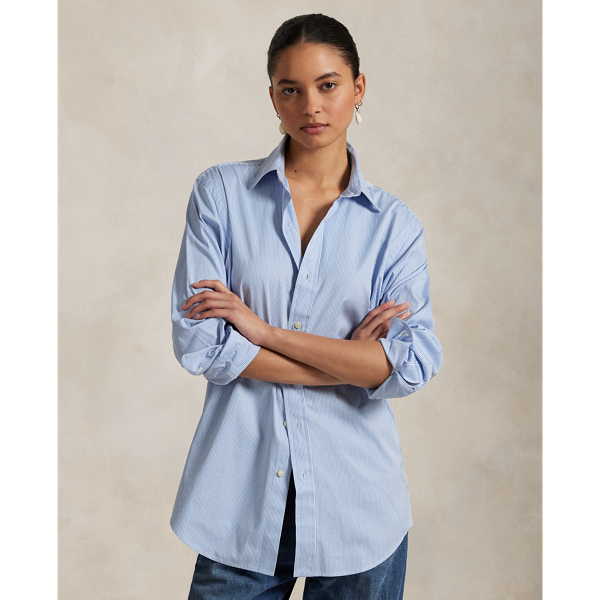 Classic Fit Striped Poplin Shirt