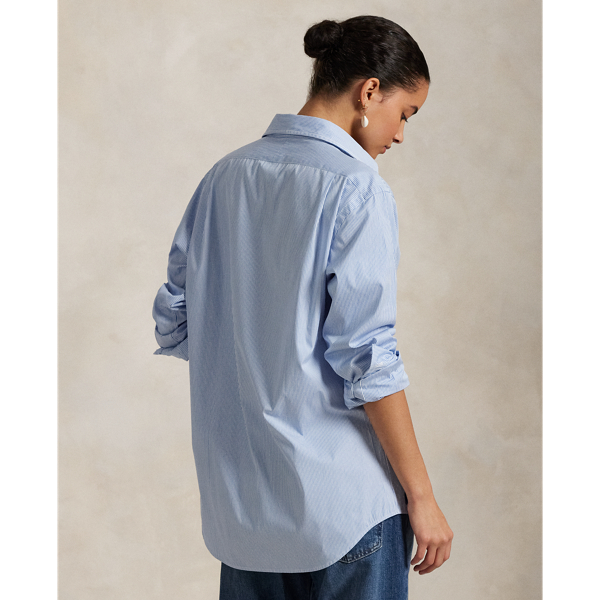 Classic Fit Striped Poplin Shirt