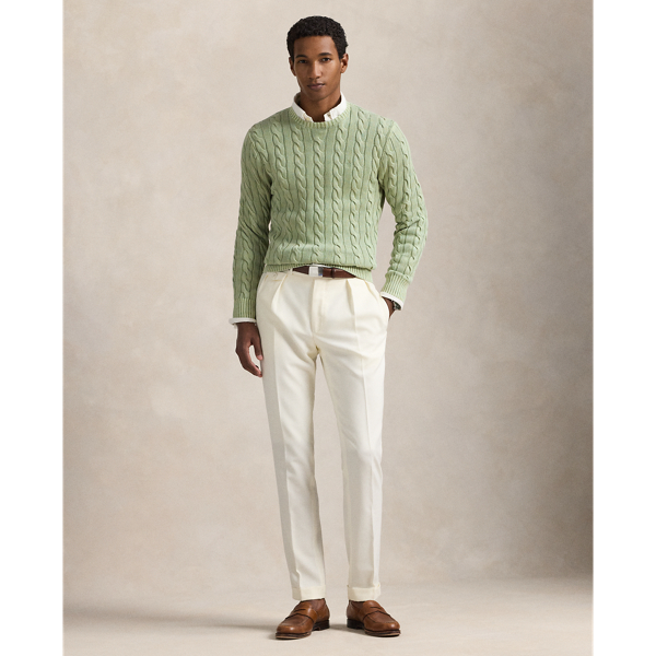 スウェット・トレーナー RALPH LAUREN Cable-Knit Mineral-Dyed Cotton Jumper Olive Gre Cable-Knit Mineral-Dyed Cotton Sweater