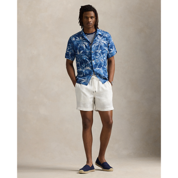 Classic Fit Tropical-Print Linen Shirt