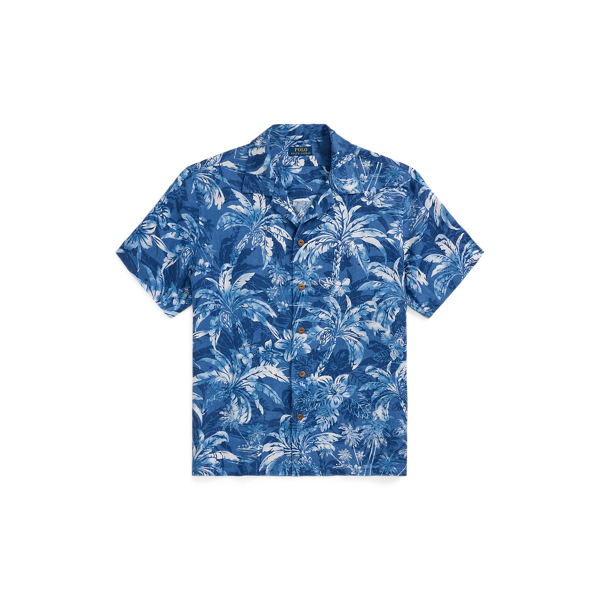 Classic Fit Tropical-Print Linen Shirt