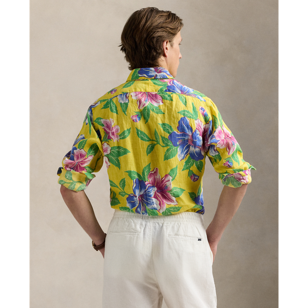 Classic Fit Hibiscus-Print Linen Shirt