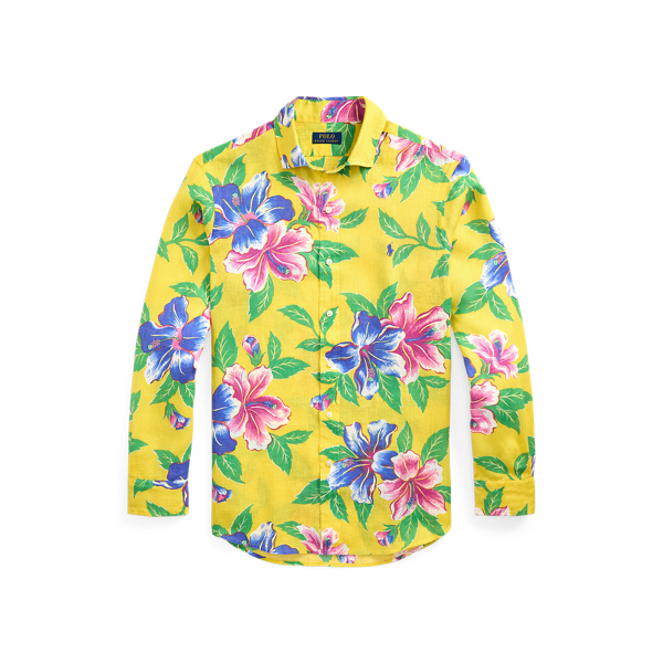 Classic Fit Hibiscus-Print Linen Shirt