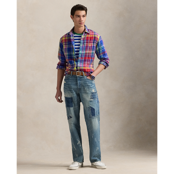 Classic Fit Plaid Linen Shirt